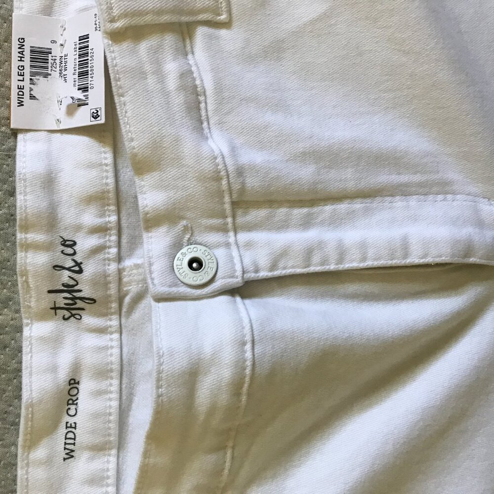 NWT Style & Co High Rise Wide Leg Crop Jeans Sz 16W White - Picture 2 of 6